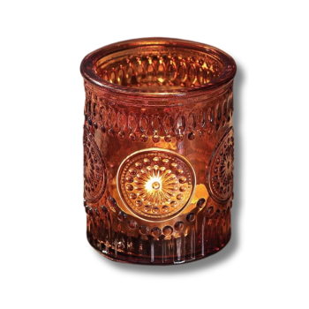 amber votives – sunflower embossed